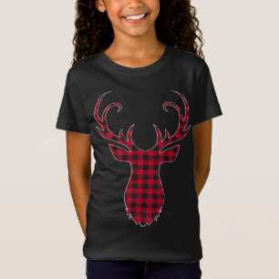 Camiseta Rebelde de Natal Vermelha e Xadrez Negra de Buffal