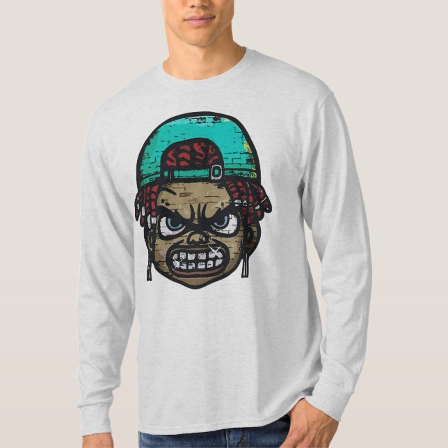Camiseta Rebelde Urbano: Rosto Estilo Grafite (Frente)