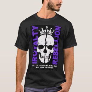 Camiseta Rebelião da Realeza Crânio Coroa Design Streetwear