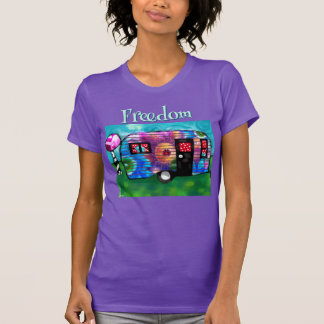 Camiseta Reboque de Acampamento Floral Abstrato Vintage Ret