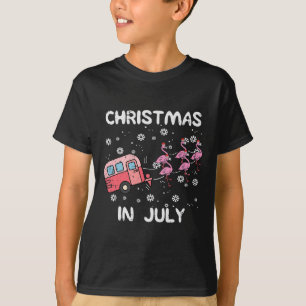 Camiseta Reboque do Flamingo de Natal em Julho Summer Xmas