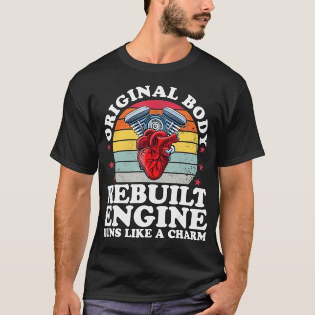 Camiseta Rebuilt Engine Open Heart Surgery Recovery Survivo (Frente)