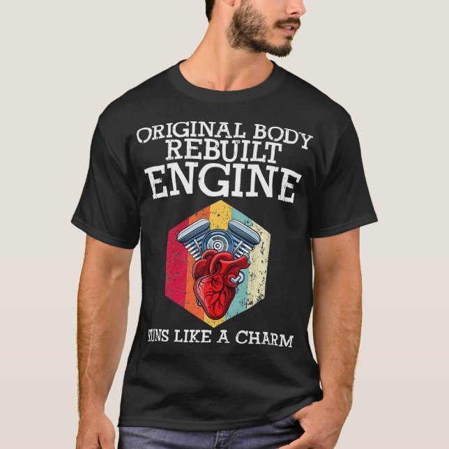 Camiseta Rebuilt Engine Open Heart Surgery Recovery Survivo (Frente)
