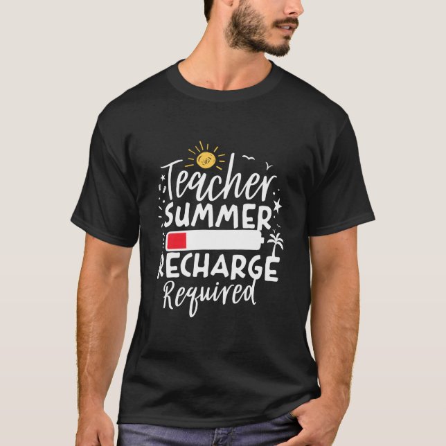 Camiseta Recarga de Verão para Professores Necessária Bater (Frente)
