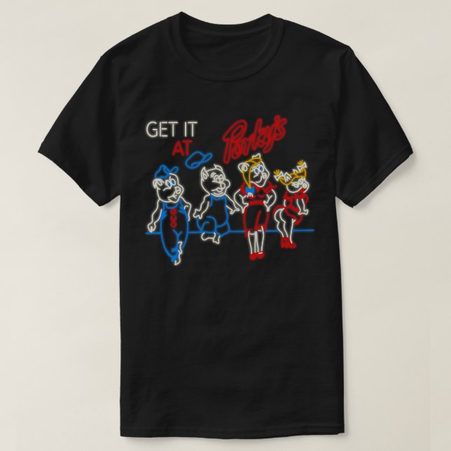 Camiseta Receba No Sinal De Neon Da Porkys (Frente do Design)