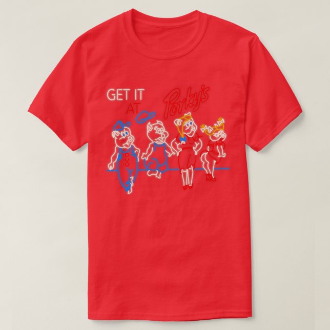 Camiseta Receba No Sinal De Neon Da Porkys (Frente do Design)