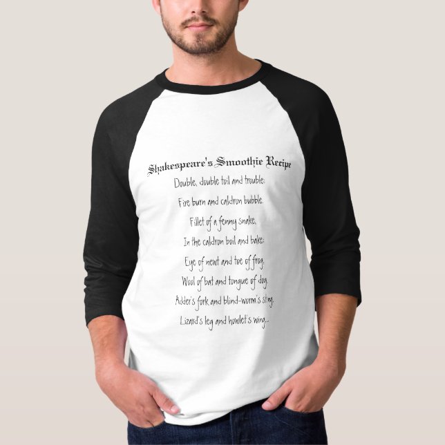 Camiseta Receita do Smoothie de Shakespeare - deliciosa (Frente)