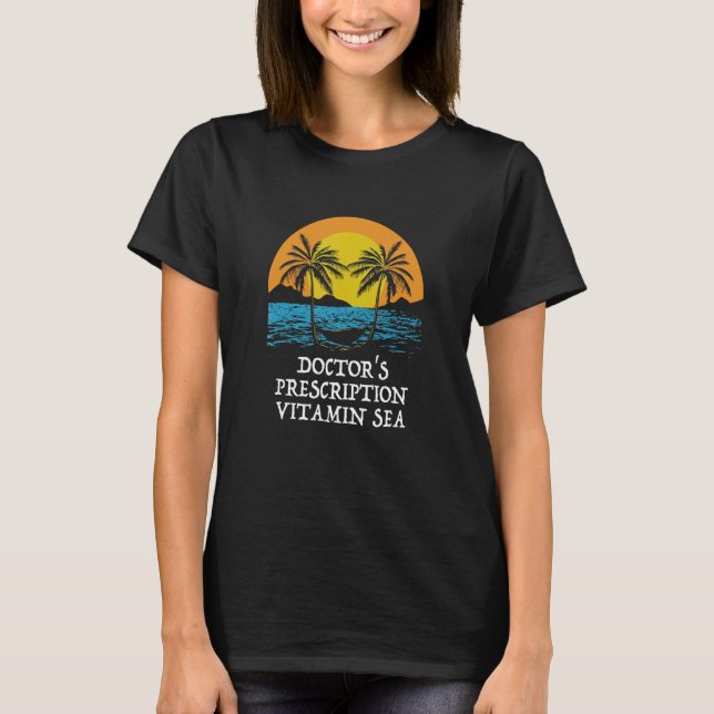 Camiseta Receita Médica Vitamin Sea Beach Humor Oce (Frente)
