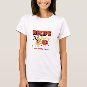 Camiseta Receita por Felicidade: Comida, Amigos e Comida Fa