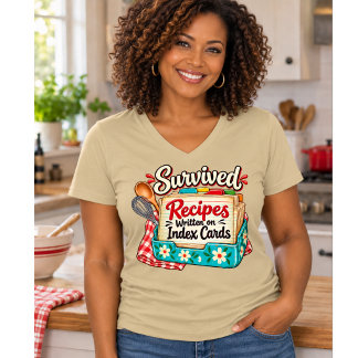 Camiseta Receitas Escritas em Cartões de Índice Sobrevivida