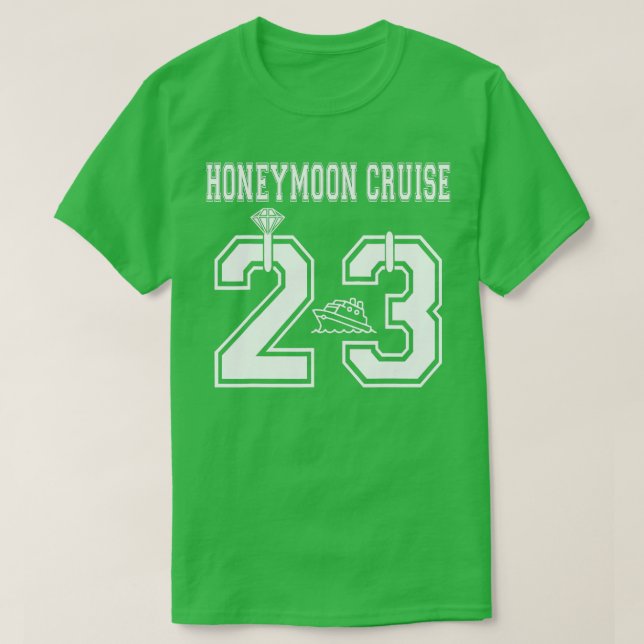 Camiseta Recem casados 2023 Cruise de Honeymoon Esposa Recé (Frente do Design)