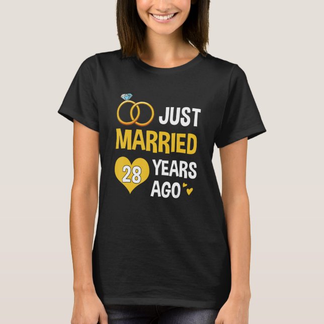 Camiseta Recem casados 28 Anos Desde 1995 28ª Casamento Ann (Frente)
