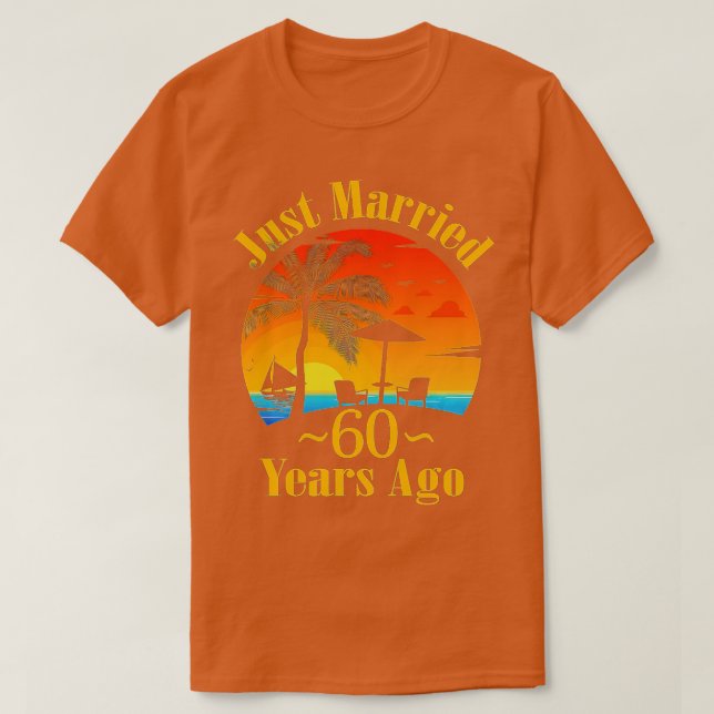 Camiseta Recem casados 60 Anos Atrás Engraçado 60º Casament (Frente do Design)