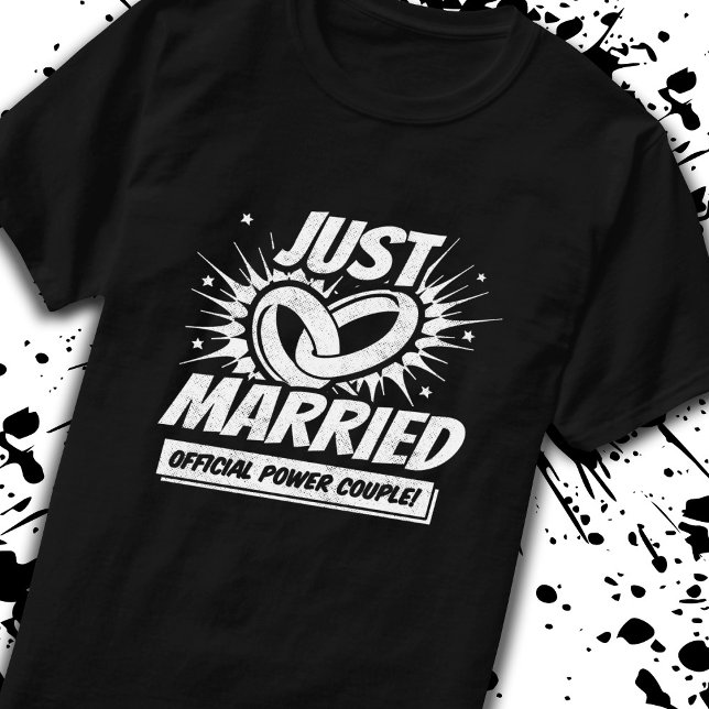 Camiseta Recém-casados - Casal de Lua de Mel - Acaba de Cas (Criador carregado)