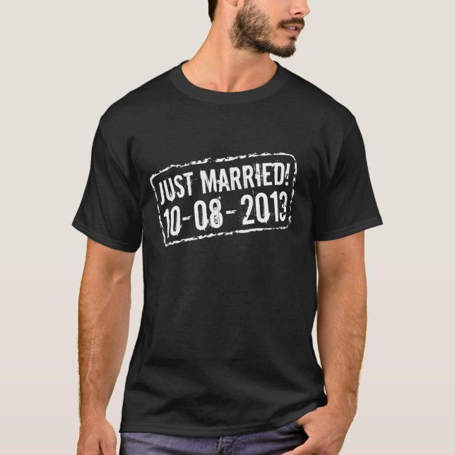 camiseta recem casados com carimbo de data de casa (Frente)