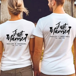 Camiseta Recém-Casados Coração Casamento Casal Recém-Casado