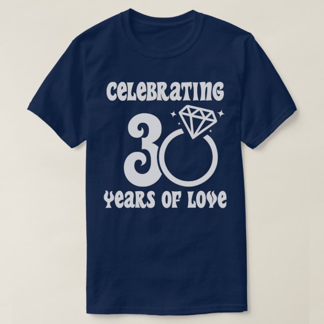 Camiseta Recem casados de aniversário de casamento há 30 an (Frente do Design)