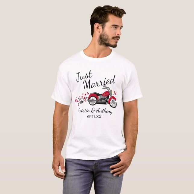 Camiseta Recem casados de motociclo (Frente Completa)