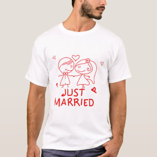 Camiseta Recem casados - Design de desenho do Casal