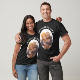 Camiseta Recem casados | Foto de Casal Feliz, Unisex Preto