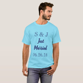 Camiseta Recem casados Monograma Azul