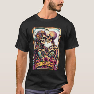 Camiseta Recém-Casados O Esqueleto de Amantes Casal Carta T