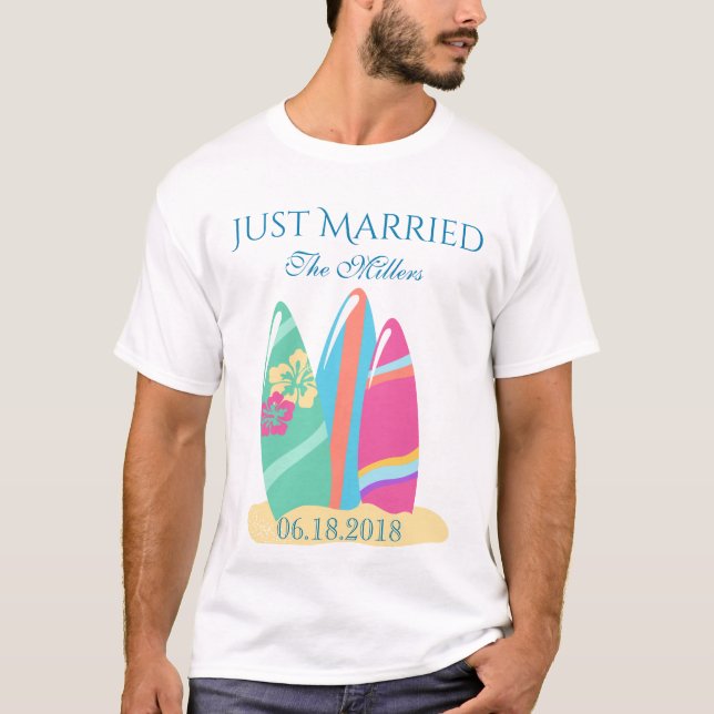 Camiseta Recem casados surfboard (Frente)