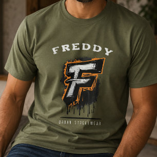 Camiseta Recém-saído da Parede: Monograma Ousado de Grafite
