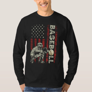 Camiseta Receptor de beisebol bandeira dos EUA Pai homens p
