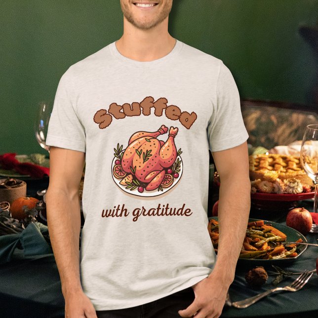 Camiseta Recheado de Gratidão Funny Thanksgiving Turkey (Criador carregado)