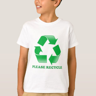 Camiseta Recicl por favor. Consciência do reciclagem. Vai o