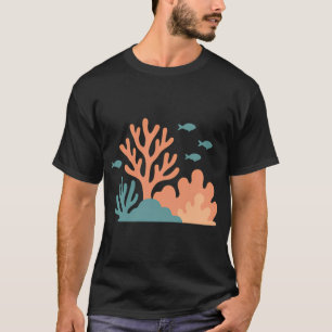 Camiseta Recife de Coral Mínimo com Peixes