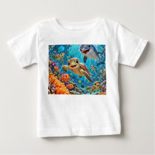 Camiseta Recife de Desenho Animado Subaquático