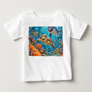 Camiseta Recife de Desenho Animado Subaquático