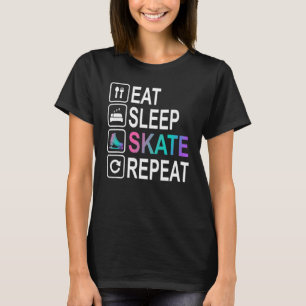 Camiseta Recolher Skate Repetir Figura Patinando Gelo