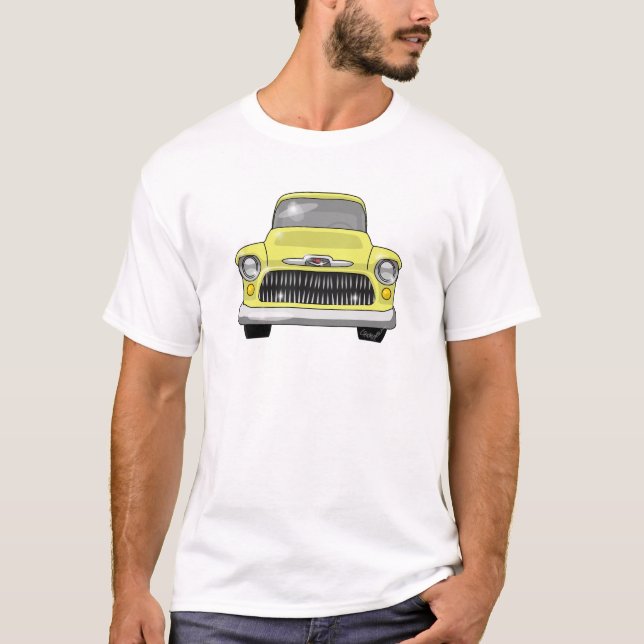 Camiseta Recolhimento amarelo de 1957 Chevy (Frente)
