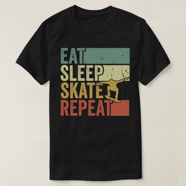 Camiseta Recoloque o Skate de latência Repetir skate (Frente do Design)