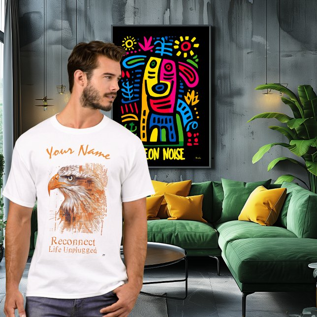 Camiseta Reconectar - Vida desconectada | Cyberpunk Eagle A (Criador carregado)