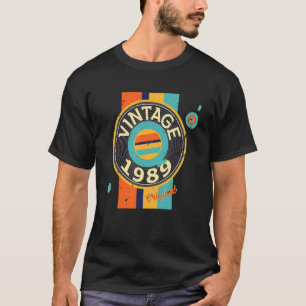 Camiseta Record Vinyl 1989 Birthday Gift Record Player Vint