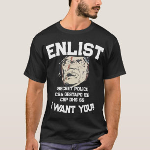 CAMISETA RECRUTAMENTO TRUMP ICE CBP DHS SS GESTAPO CSA