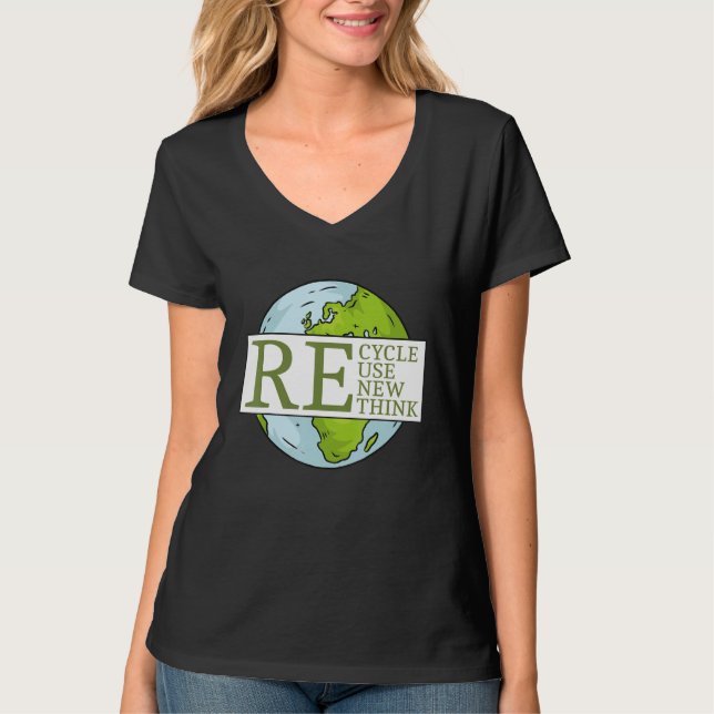 Camiseta Recycle Reuse Renew Rethink Earth Day Climate Prot (Frente)