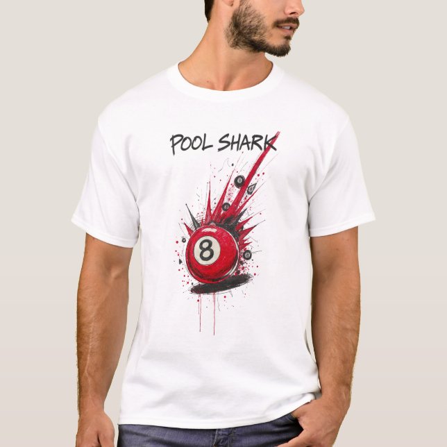 Camiseta Red 8-Ball Pool Shark | Raw Sketch Art Style (Frente)