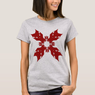 Camiseta Red Abstrato Snowflake Pop Contemporâneo Floral