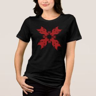 Camiseta Red Abstrato Snowflake Pop Contemporâneo Floral