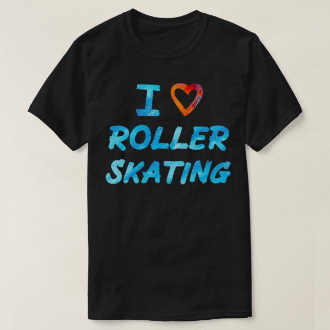 Camiseta Red and Blue I Love Roller Sking (Frente do Design)