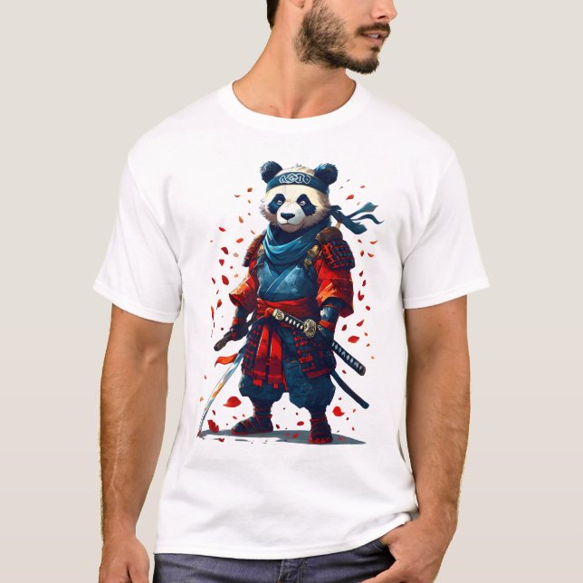 Camiseta Red and Blue Panda Samurai (Frente)