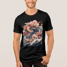 Camiseta Red and Gold Dragon Over Stormy Sea
