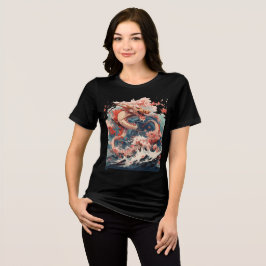 Camiseta Red and Gold Dragon Over Stormy Sea