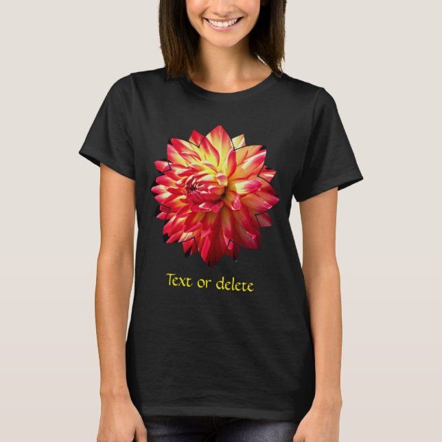 Camiseta Red And Yellow Dahlia Flower Personalized (Frente)