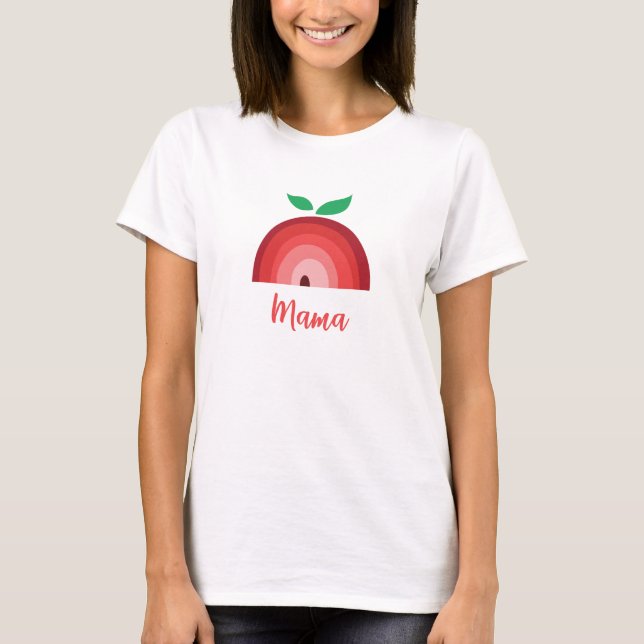 Camiseta Red Apple Rainbow, mamãe (Frente)